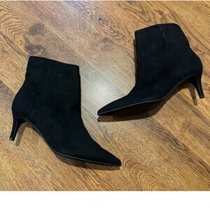 Marc Fisher Women's Faux Suede Glorry Kitten Heel Ankle Boots Black Size 9 NWOB